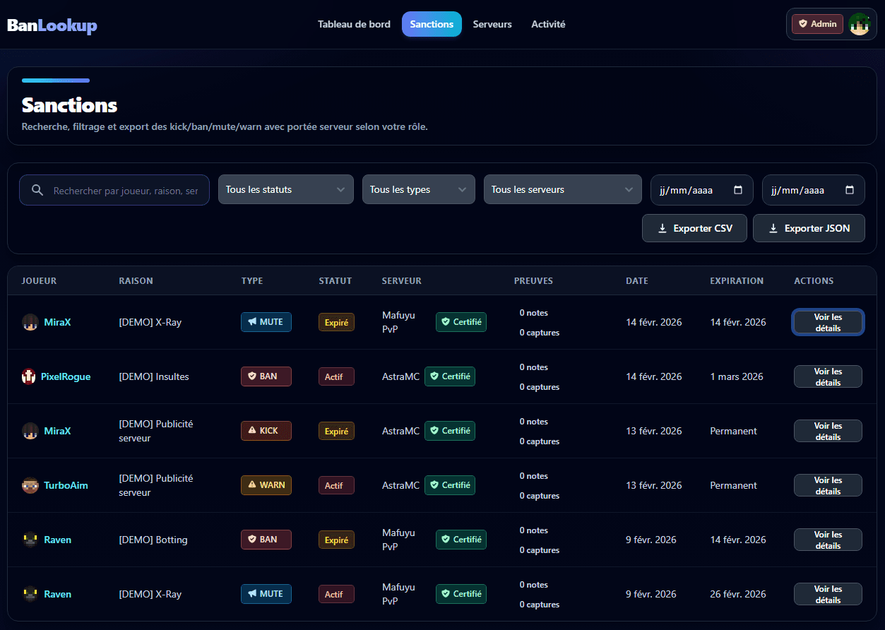 BanLookup panel screenshot